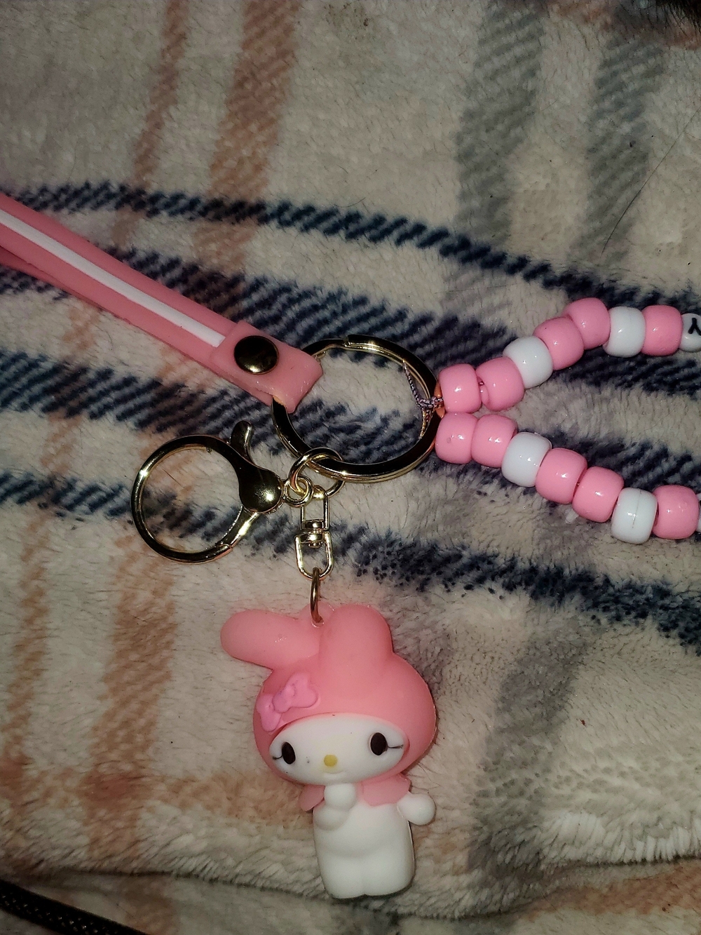 My Melody Keychain W. Wristlet Strap & Bracelet